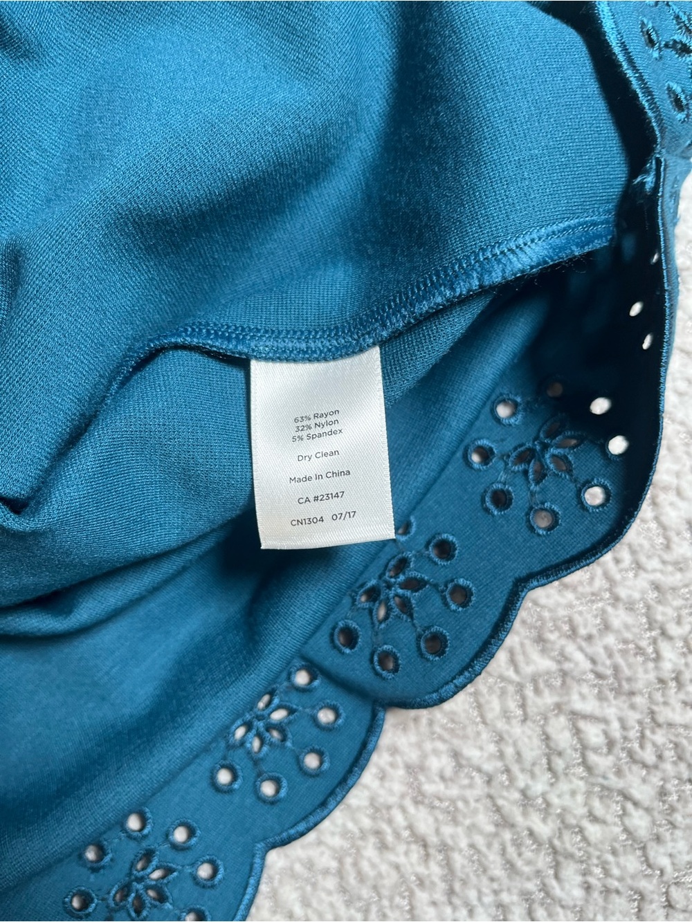 NWT Talbots Teal Blue Scallop Neckline Eyelet Sheath Dress - Size 4 - Picture 11 of 17